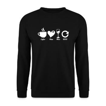 Kaffee Cafe Kaffeewein Coffee Mom Wine Repeat - Unisex Sweatshirt - black - Front - Alina (178cm) & Michal (187cm)