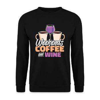 Kaffee Cafe Wochenende Kaffeewein - Unisex Pullover - Schwarz - Vorne - Alina (178cm) & Michal (187cm)