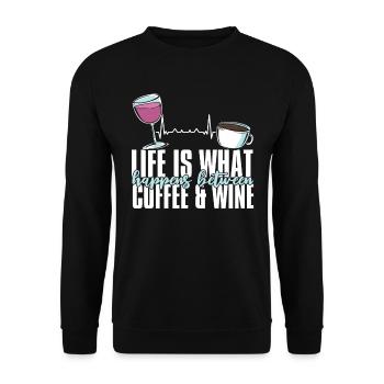 Coffee Cafe Funny Coffee Wine - Unisex Sweatshirt - black - Front - Alina (178cm) & Michal (187cm)