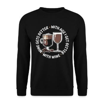 Café Café Lustig Café Vin - Sweat-shirt Unisexe - noir - Devant - Alina (178cm) & Michal (187cm)