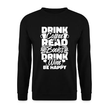 Café Café Café Vin - Sweat-shirt Unisexe - noir - Devant - Alina (178cm) & Michal (187cm)
