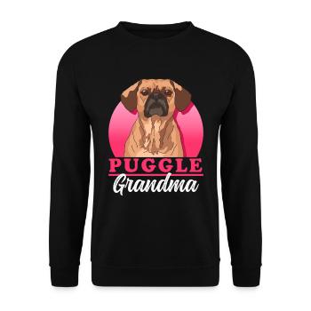 Puggle Oma Hundeliebhaber Hundebesitzer Geschenk - Unisex Pullover - Schwarz - Vorne - Alina (178cm) & Michal (187cm)