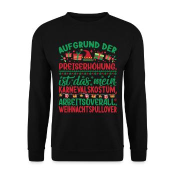 Aufgrund der Preiserhöhung - Weihnachtsspruch - Unisex Pullover - Schwarz - Vorne - Alina (178cm) & Michal (187cm)