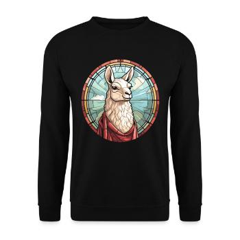 Christian Christianity Lama - Unisex Sweatshirt - black - Front - Alina (178cm) & Michal (187cm)
