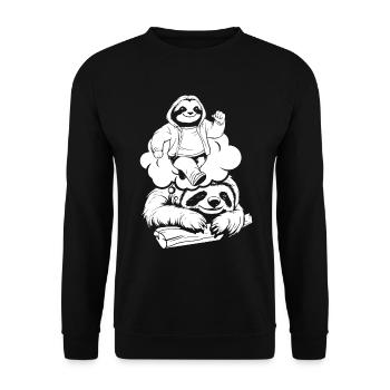 Faultier Witzig - Unisex Pullover - Schwarz - Vorne - Alina (178cm) & Michal (187cm)