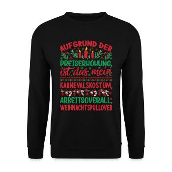 Aufgrund der Preiserhöhung - Weihnachtsspruch - Unisex Pullover - Schwarz - Vorne - Alina (178cm) & Michal (187cm)