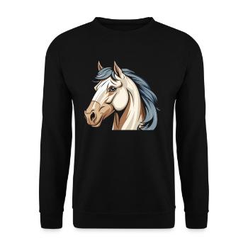 Pferd Reitsport Kopf - Unisex Pullover - Schwarz - Vorne - Alina (178cm) & Michal (187cm)