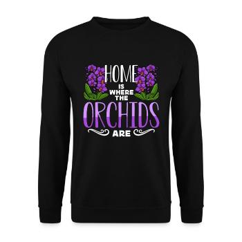 La maison des orchidées est l’endroit où les orchidées jardinent - Sweat-shirt Unisexe - noir - Devant - Alina (178cm) & Michal (187cm)