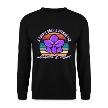 Orchidées Une orchidée violette se tient à l’horticulture rétro - Sweat-shirt Unisexe - noir - Devant - Alina (178cm) & Michal (187cm)