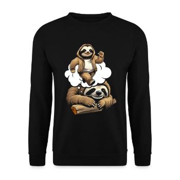 Sloth Funny - Unisex Sweatshirt - black - Front - Alina (178cm) & Michal (187cm)