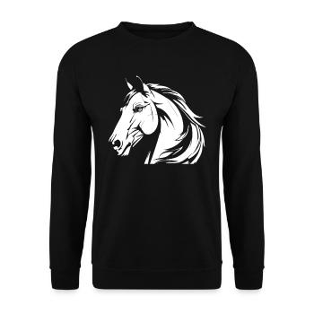 Pferd Reitsport Kopf - Unisex Pullover - Schwarz - Vorne - Alina (178cm) & Michal (187cm)