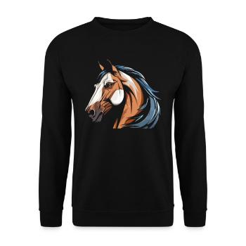 Tête équestre de cheval - Sweat-shirt Unisexe - noir - Devant - Alina (178cm) & Michal (187cm)