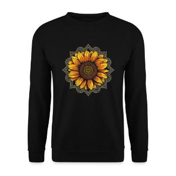 Sonnenblume Mandala Inspirierend Zen - Unisex Pullover - Schwarz - Vorne - Alina (178cm) & Michal (187cm)