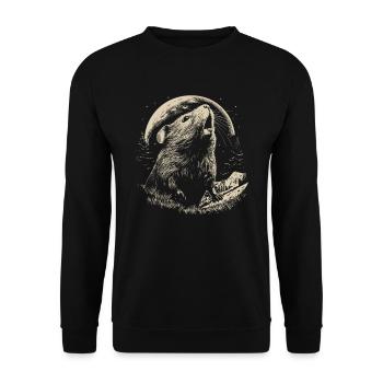 Guinea Pig Guinea Pig Moon - Unisex Sweatshirt - black - Front - Alina (178cm) & Michal (187cm)
