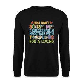 Erzieherin Kindergärtnerin Tagesmutter Lustig - Unisex Pullover - Schwarz - Vorne - Alina (178cm) & Michal (187cm)