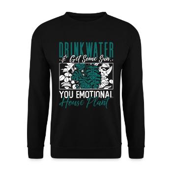 Houseplants Drink Water & Get Some Sun Flower Pot - Unisex Sweatshirt - black - Front - Alina (178cm) & Michal (187cm)