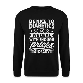 Zusammen Gegen Diabetes Spruch - Unisex Pullover - Schwarz - Vorne - Alina (178cm) & Michal (187cm)