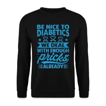 Zusammen Gegen Diabetes Spruch - Unisex Pullover - Schwarz - Vorne - Alina (178cm) & Michal (187cm)