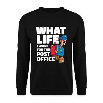 Postbote Briefträger Lustig - Unisex Pullover - Schwarz - Vorne - Alina (178cm) & Michal (187cm)
