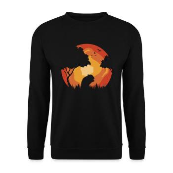 Meerschwein Meerschweinchen Sonnenuntergang - Unisex Pullover - Schwarz - Vorne - Alina (178cm) & Michal (187cm)