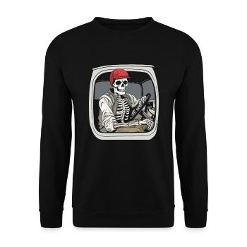 Lkw Fahrer Trucker Lastwagenfahrer - Unisex Pullover - Schwarz - Vorne - Alina (178cm) & Michal (187cm)