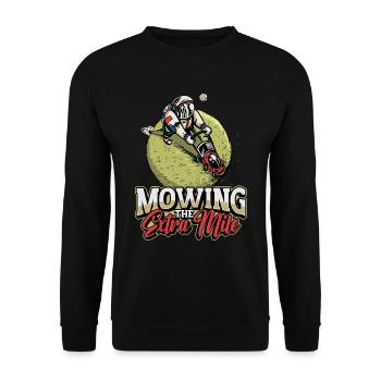 Tondeuse déplaçant le jardinier tondeur de pelouse Extra Mile - Sweat-shirt Unisexe - noir - Devant - Alina (178cm) & Michal (187cm)