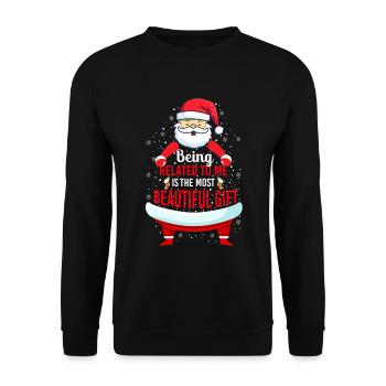 Being Related To Me – Lustiger Weihnachtsmann - Unisex Pullover - Schwarz - Vorne - Alina (178cm) & Michal (187cm)