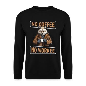 Kaffee Cafe Wolf No Coffee No Workee - Unisex Sweatshirt - black - Front - Alina (178cm) & Michal (187cm)