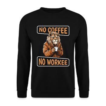 Kaffee Cafe Löwe No Coffee No Workee - Unisex Sweatshirt - black - Front - Alina (178cm) & Michal (187cm)