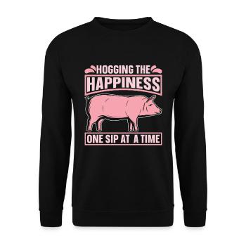Pig Farming Hogging The Happiness One Pig Breeding - Unisex Sweatshirt - black - Front - Alina (178cm) & Michal (187cm)
