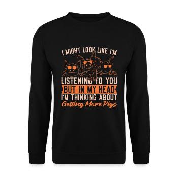 Pig Farming I Might Look Like I'm Listening Farmer - Unisex Sweatshirt - black - Front - Alina (178cm) & Michal (187cm)