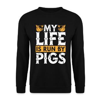 Pig Farming My Life Is Run By Pigs Farm Animals - Unisex Sweatshirt - black - Front - Alina (178cm) & Michal (187cm)