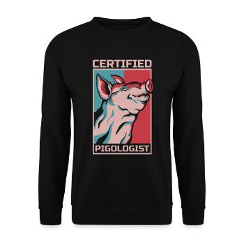 Pig Farming Certified Pigologist Livestock Farming - Unisex Sweatshirt - black - Front - Alina (178cm) & Michal (187cm)