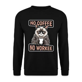 Coffee Cafe Cat No Coffee No Workee - Unisex Sweatshirt - black - Front - Alina (178cm) & Michal (187cm)