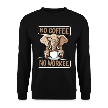 Kaffee Cafe Elefant No Coffee No Workee - Unisex Sweatshirt - black - Front - Alina (178cm) & Michal (187cm)