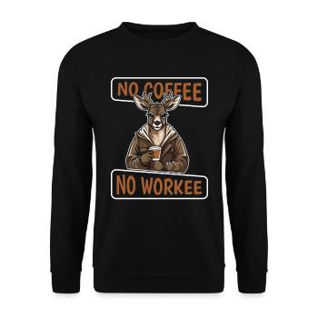 Kaffee Cafe Reh No Coffee No Workee - Unisex Sweatshirt - black - Front - Alina (178cm) & Michal (187cm)