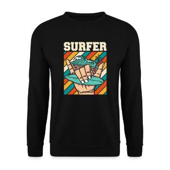 Surfer Surfen Cool Retro Surfer Vintage Surf - Unisex Pullover - Schwarz - Vorne - Alina (178cm) & Michal (187cm)