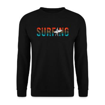 Surfer Surfen Cool Retro Surfer Vintage Surf - Unisex Pullover - Schwarz - Vorne - Alina (178cm) & Michal (187cm)
