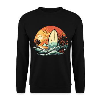 Surfer Surfen Cool Retro Surfer Vintage Surf - Unisex Pullover - Schwarz - Vorne - Alina (178cm) & Michal (187cm)