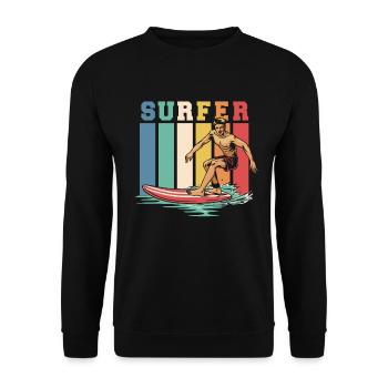 Surfer Surfen Cool Retro Surfer Vintage Surf - Unisex Pullover - Schwarz - Vorne - Alina (178cm) & Michal (187cm)