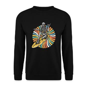 Surfer Surfen Skelett Retro Surfer Vintage Surf - Unisex Pullover - Schwarz - Vorne - Alina (178cm) & Michal (187cm)