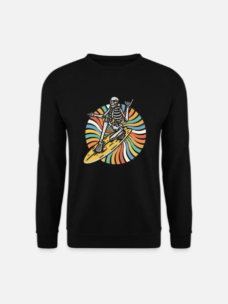 Surfer Surfen Skelett Retro Surfer Vintage Surf - Unisex Pullover - Schwarz