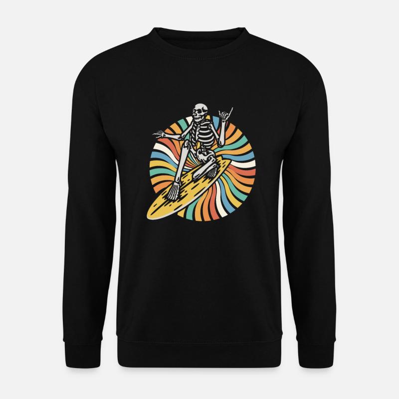 Surfer Surfen Skelett Retro Surfer Vintage Surf - Unisex Pullover - Schwarz