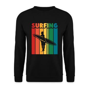 Surfer Surfen Cool Retro Surfer Vintage Surf - Unisex Pullover - Schwarz - Vorne - Alina (178cm) & Michal (187cm)