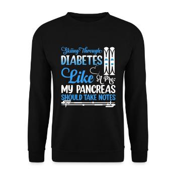 Skiing Through Diabetes Like A Pro My Pancreas - Unisex Sweatshirt - black - Front - Alina (178cm) & Michal (187cm)