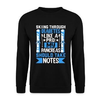 Skiing Through Diabetes Like A Pro My Pancreas - Unisex Sweatshirt - black - Front - Alina (178cm) & Michal (187cm)