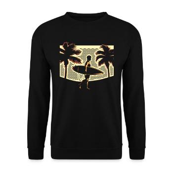 Surfer Surfen Cool Retro Surfer Vintage Surf - Unisex Pullover - Schwarz - Vorne - Alina (178cm) & Michal (187cm)