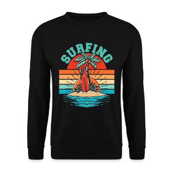 Surfer Surfen Cool Retro Surfer Vintage Surf - Unisex Pullover - Schwarz - Vorne - Alina (178cm) & Michal (187cm)