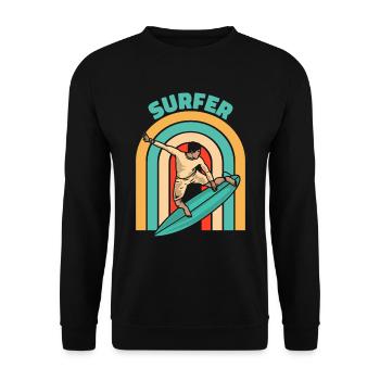 Surfer Surfen Cool Retro Surfer Vintage Surf - Unisex Sweatshirt - black - Front - Alina (178cm) & Michal (187cm)