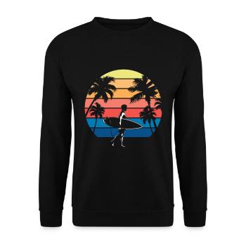 Surfer Surfen Cool Retro Surfer Vintage Surf - Unisex Sweatshirt - black - Front - Alina (178cm) & Michal (187cm)